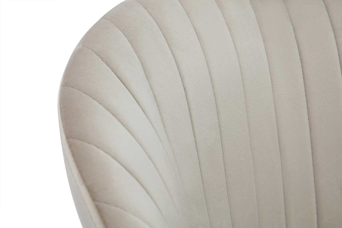 Chaise design en tissu velours gaufr� taupe et m�tal noir REQUIEM