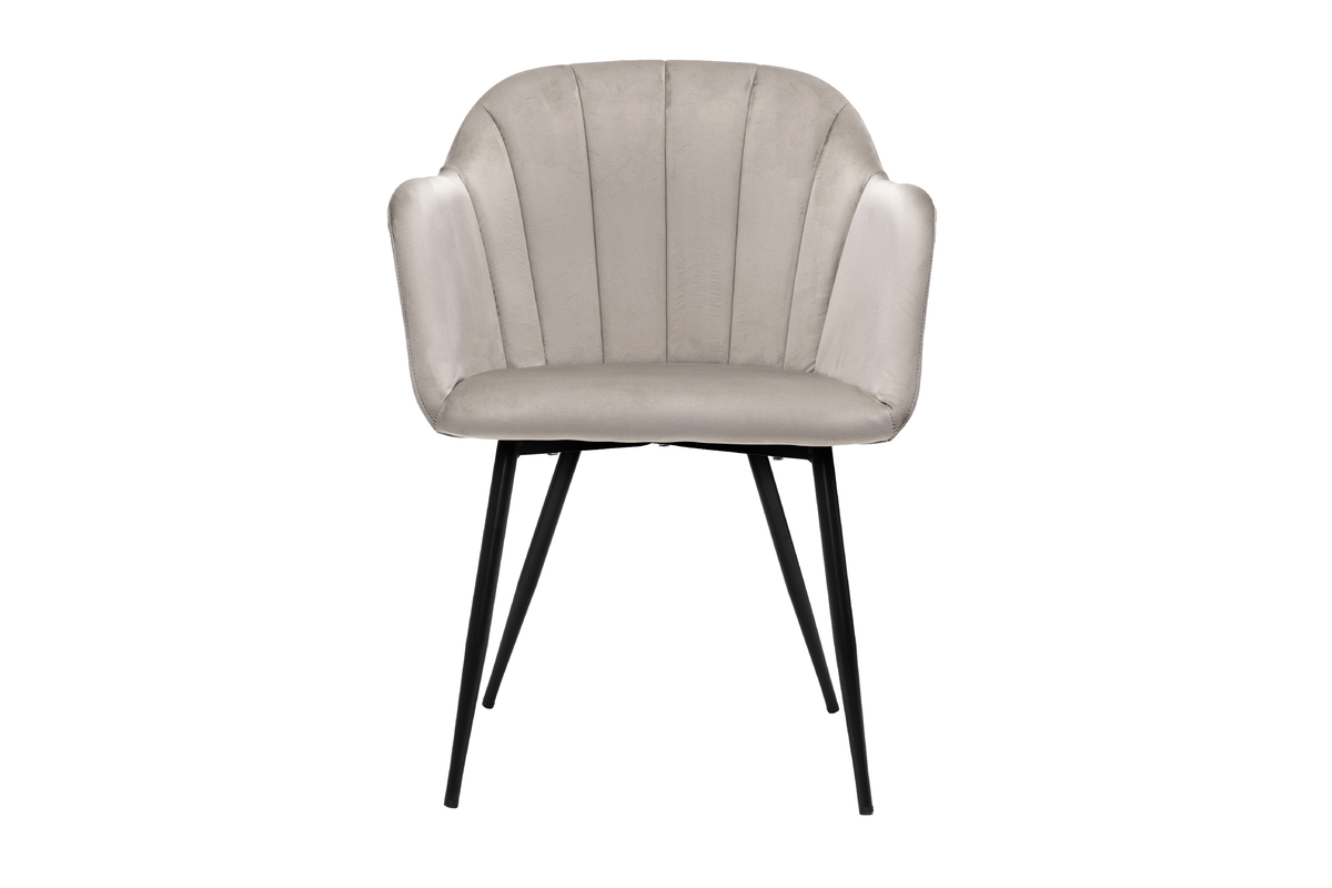 Chaise design en tissu velours taupe et m�tal noir MILLY