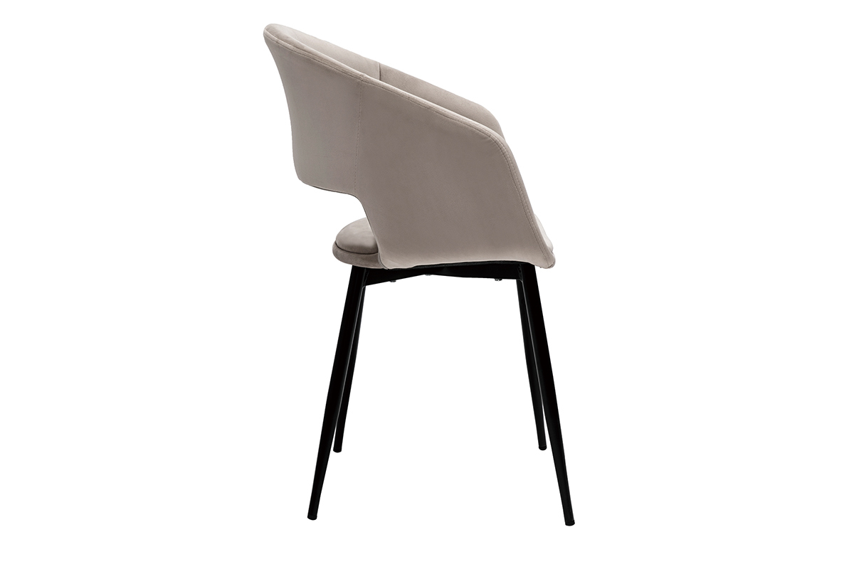Chaise design en tissu velours taupe et m�tal noir PRISMA