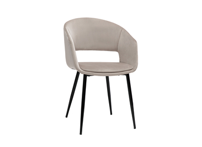 Chaise design en tissu velours taupe et m&eacute;tal noir PRISMA