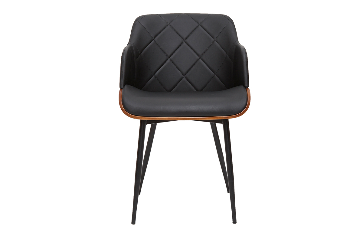 Chaise design noir, bois fonc� et m�tal LUCIEN