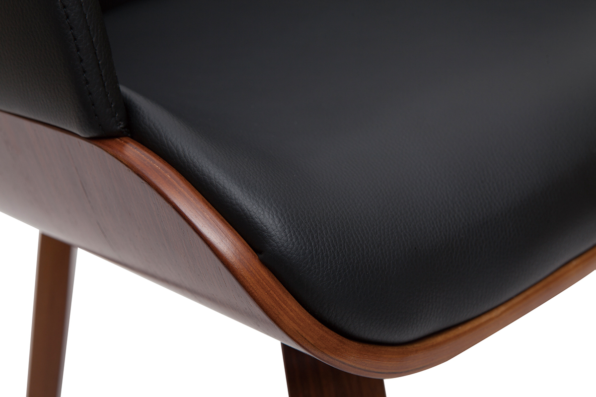 Chaise design noir et bois fonc� LUCIEN