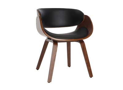Chaise design noir et bois fonc&eacute; noyer BENT
