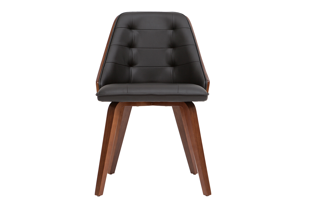 Chaise design noir et bois fonc� noyer FLUFFY