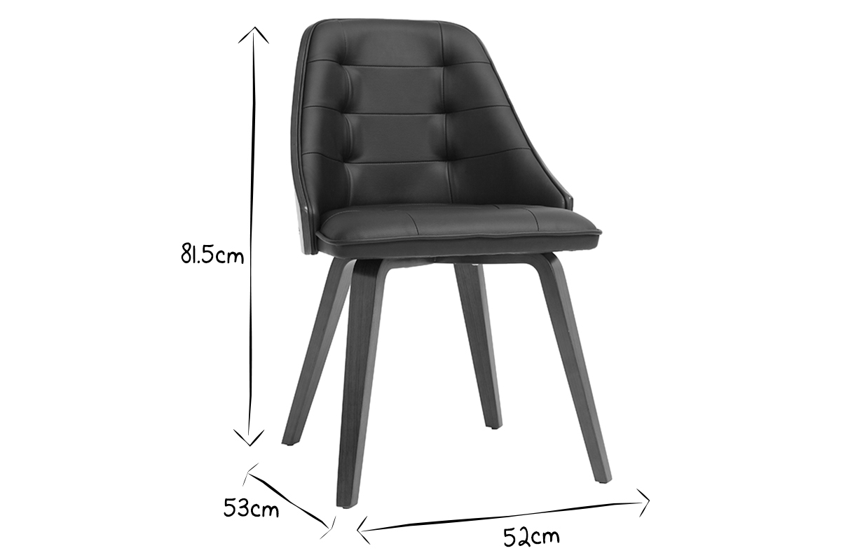Chaise design noir et bois fonc� noyer FLUFFY