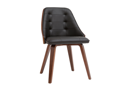 Chaise design noir et bois fonc&eacute; noyer FLUFFY