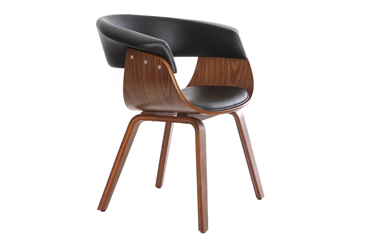 Chaise design noir et bois fonc� noyer OKTAV