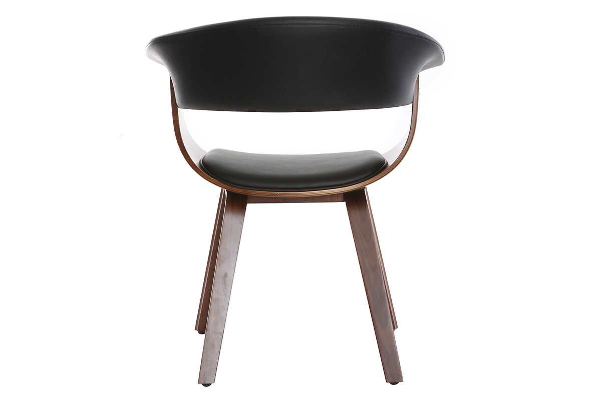 Chaise design noir et bois fonc� noyer OKTAV