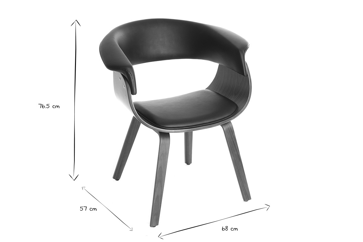 Chaise design noir et bois fonc� noyer OKTAV