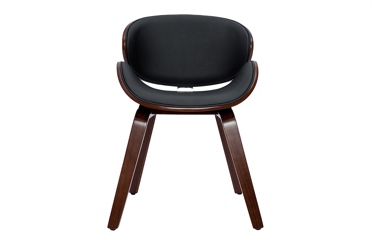 Chaise design noir et bois fonc� noyer WALNUT