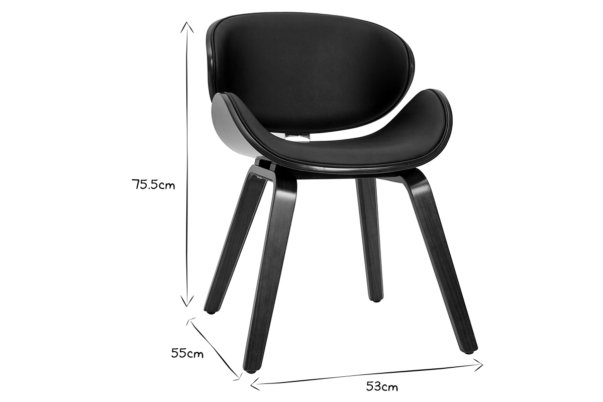 Chaise design noir et bois fonc� noyer WALNUT