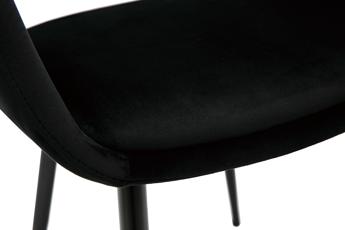 Chaise design noire en tissu velours et m�tal PRISMA