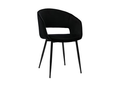 Chaise design noire en tissu velours et m&eacute;tal PRISMA