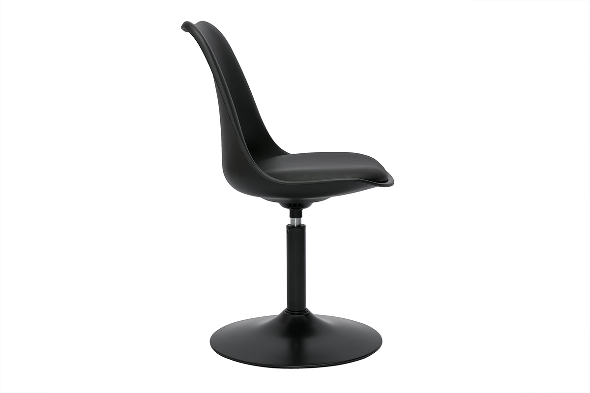 Chaise pivotante noir mat STEEVY V2 au design �pur�, vue de profil