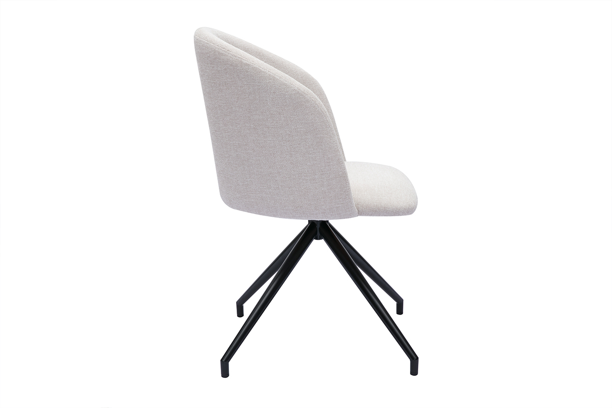 Chaise design pivotante 360� en tissu effet velours textur� beige et m�tal noir VANITY
