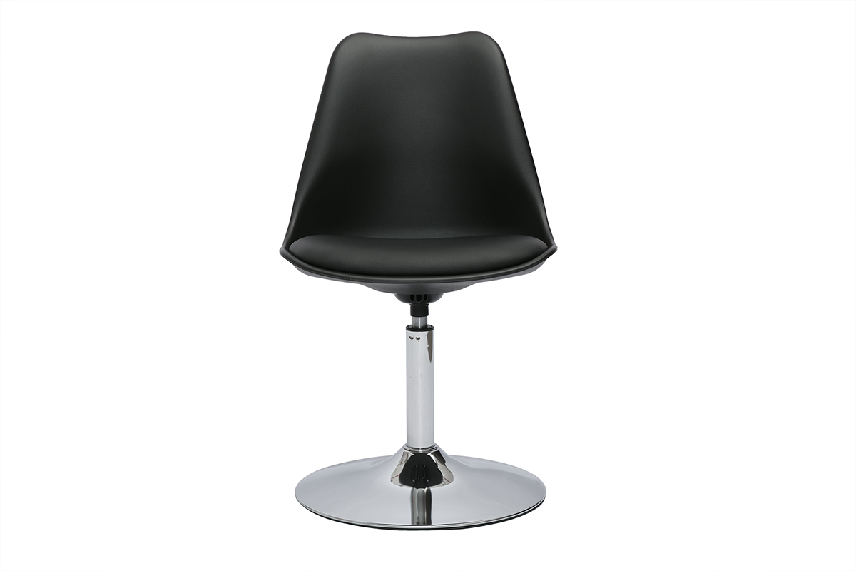 Chaise design pivotante noire avec pied en m�tal chrom� STEEVY