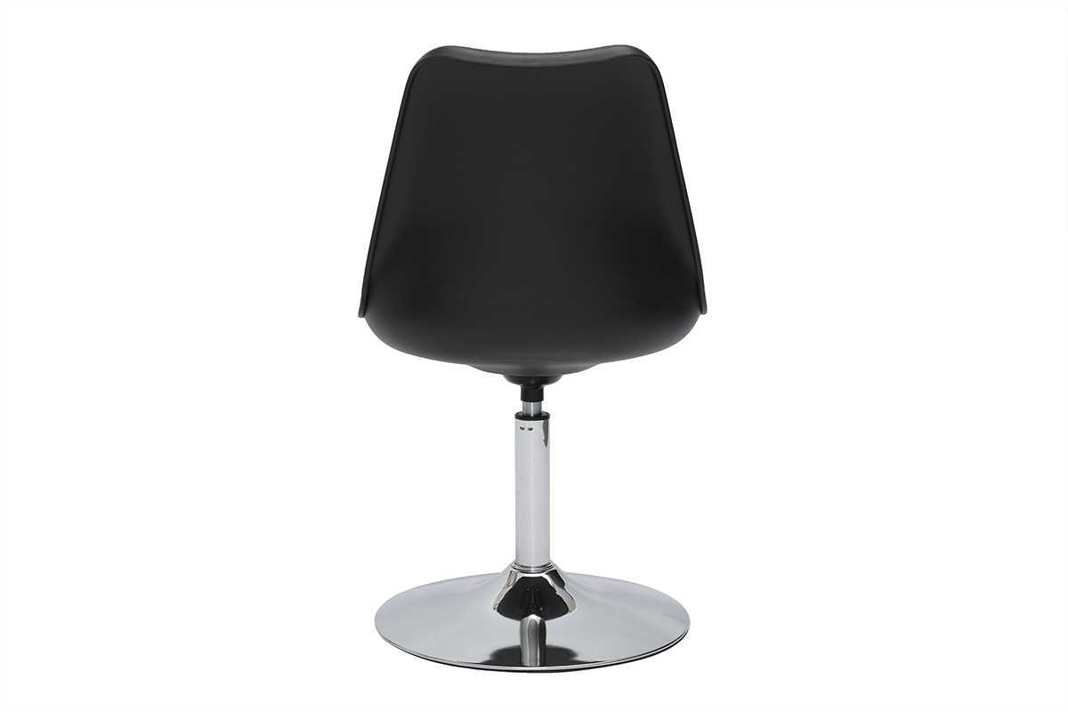 Chaise design pivotante noire avec pied en m�tal chrom� STEEVY, vue de dos.