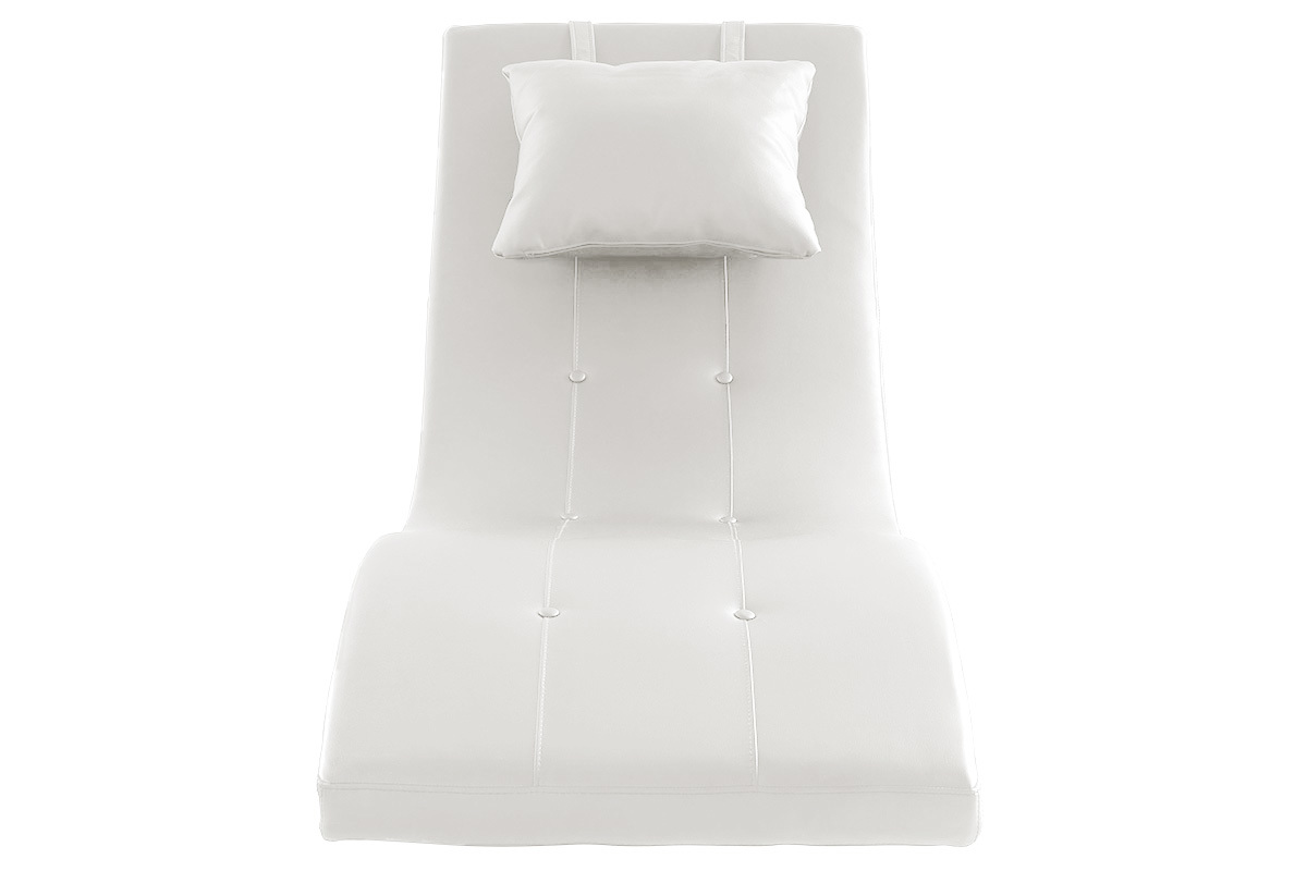Chaise longue design BARTY blanche avec coussin, vue de dessus