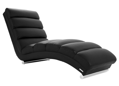 Chaise longue / fauteuil design noir et acier chrom&eacute; TAYLOR