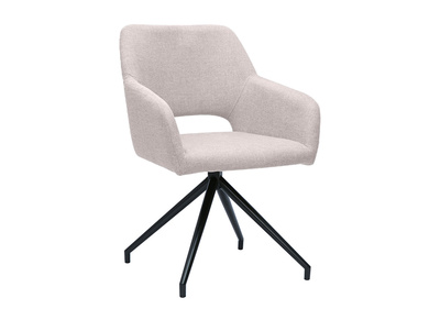 Chaise pivotante 360&deg; en tissu effet velours textur&eacute; beige et m&eacute;tal noir LAURETTE