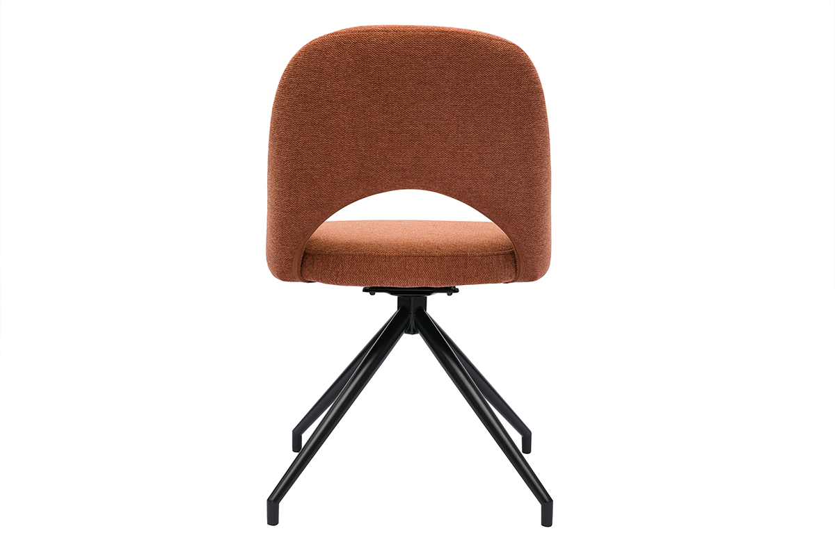 Chaise pivotante 360� en tissu effet velours textur� terre br�l�e et m�tal noir COSETTE