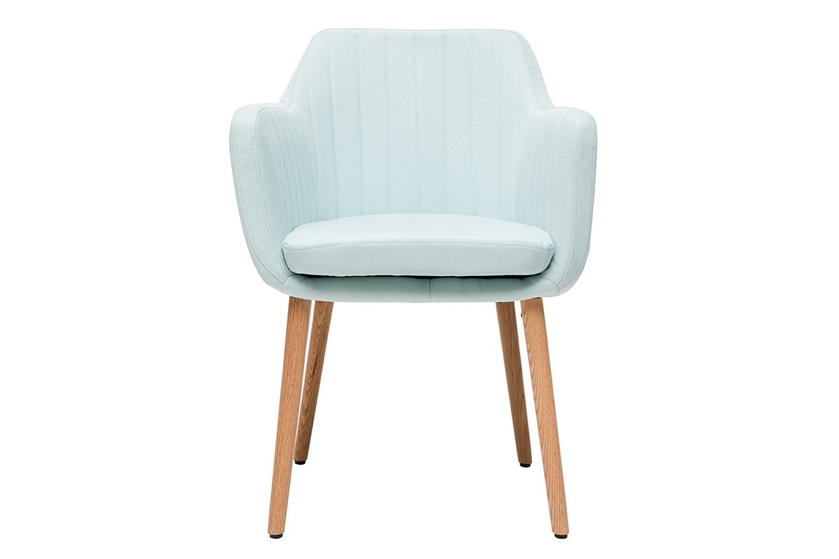 Chaise scandinave en tissu menthe � l'eau et bois clair massif ALEYNA