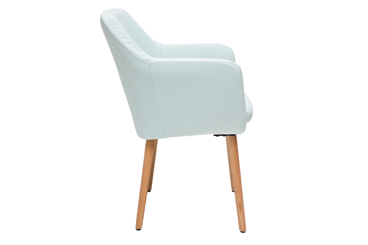 Chaise scandinave en tissu menthe � l'eau et bois clair massif ALEYNA