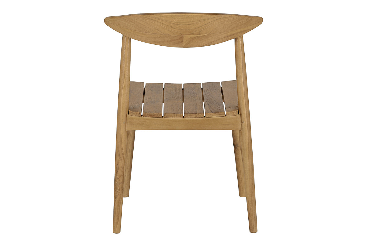 Chaise de jardin SAGARA en teck massif, vue de dos, design empilable et �pur�.