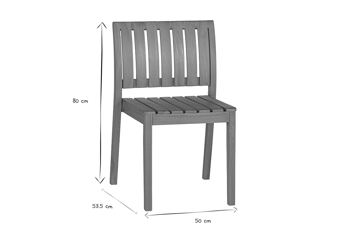 Dimensions de la chaise TECKA en noir et blanc : L50 x P53,5 x H80 cm