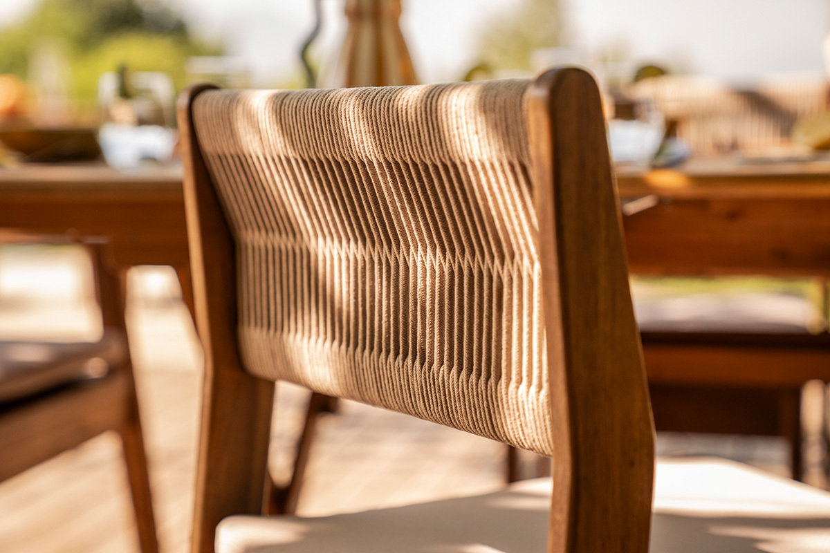 Chaises de jardin en bois massif et corde tress�e (lot de 2) ZEPHYR