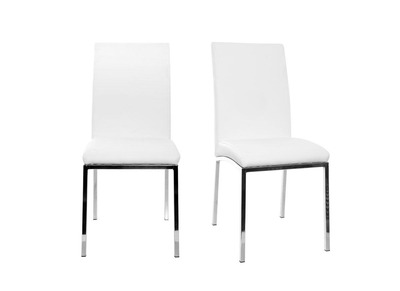 Chaises design blanc et acier chrom&eacute; (lot de 2) SIMEA