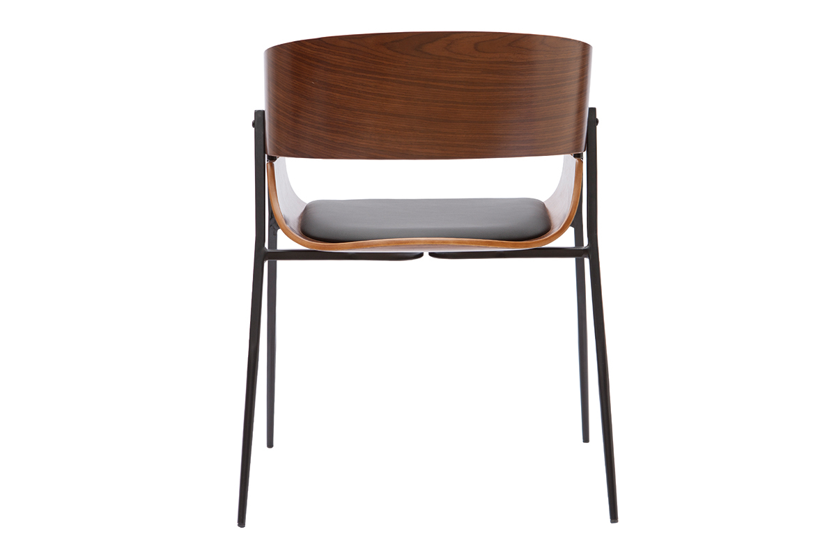 Chaises design bois fonc� et m�tal noir (lot de 2) WESS