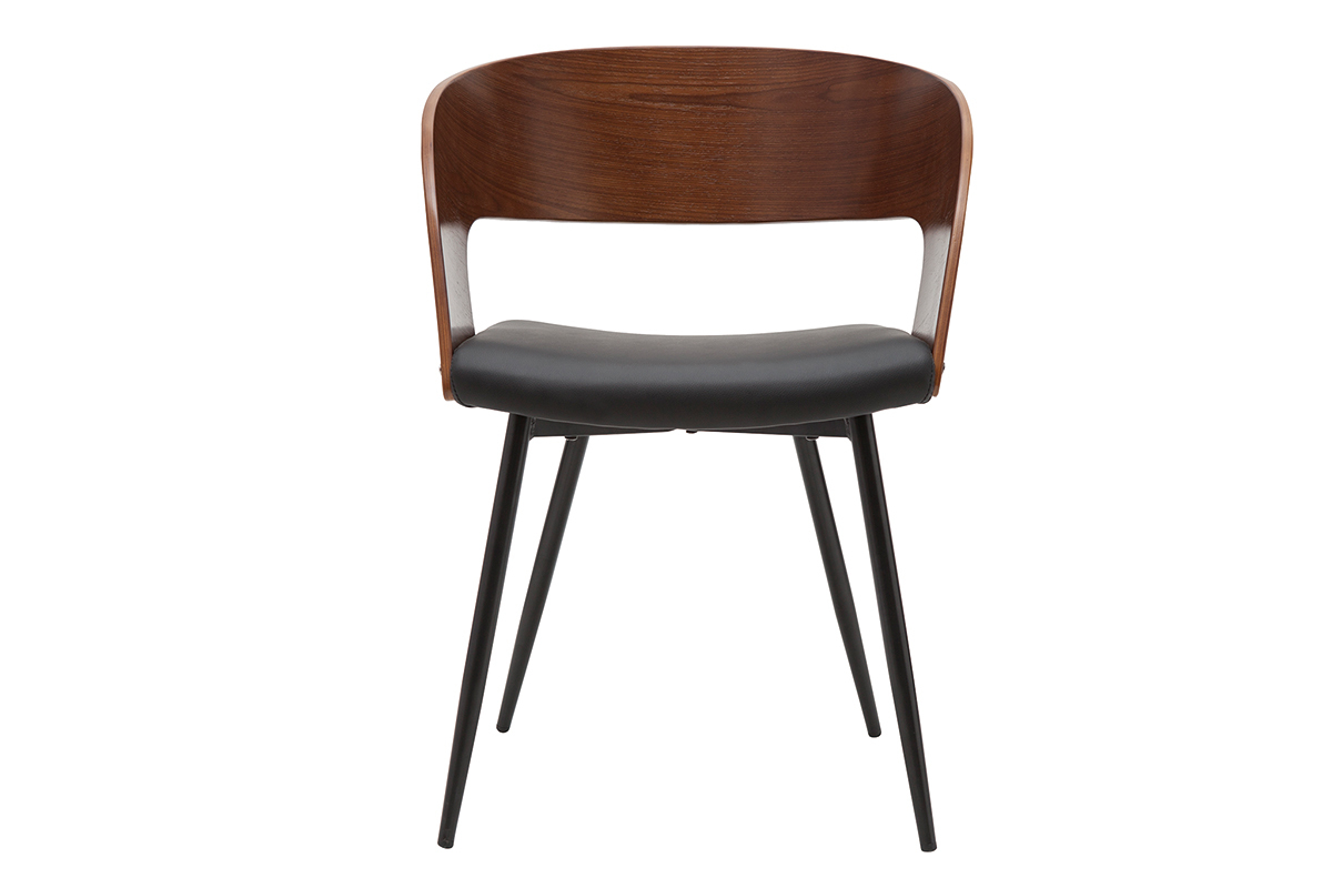 Chaises design bois fonc� noyer, assises et m�tal noirs (lot de 2) RIFF