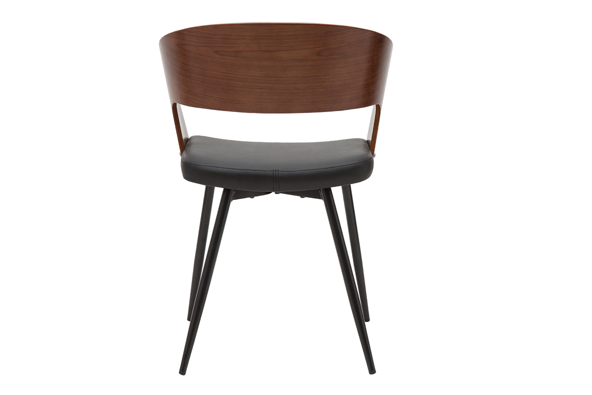 Chaises design bois fonc� noyer, assises et m�tal noirs (lot de 2) RIFF