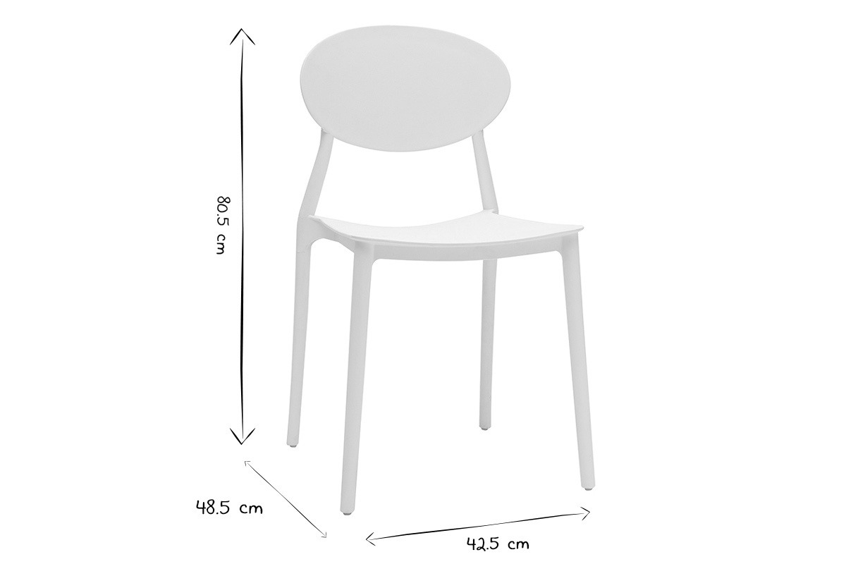 Chaises design empilables blanches int�rieur - ext�rieur (lot de 2) ANNA