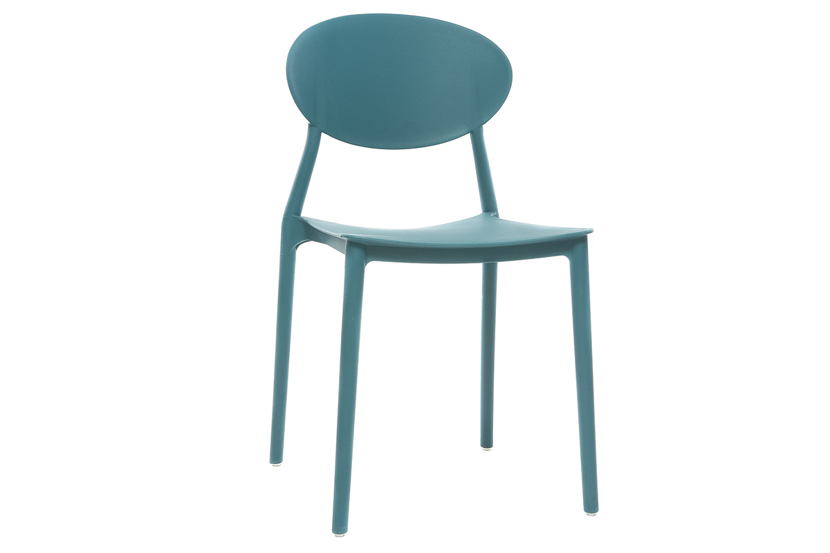 Chaises design empilables bleu canard int�rieur - ext�rieur (lot de 2) ANNA