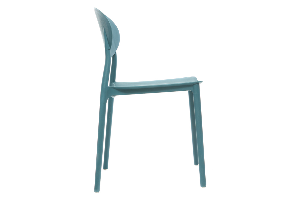 Chaises design empilables bleu canard int�rieur - ext�rieur (lot de 2) ANNA