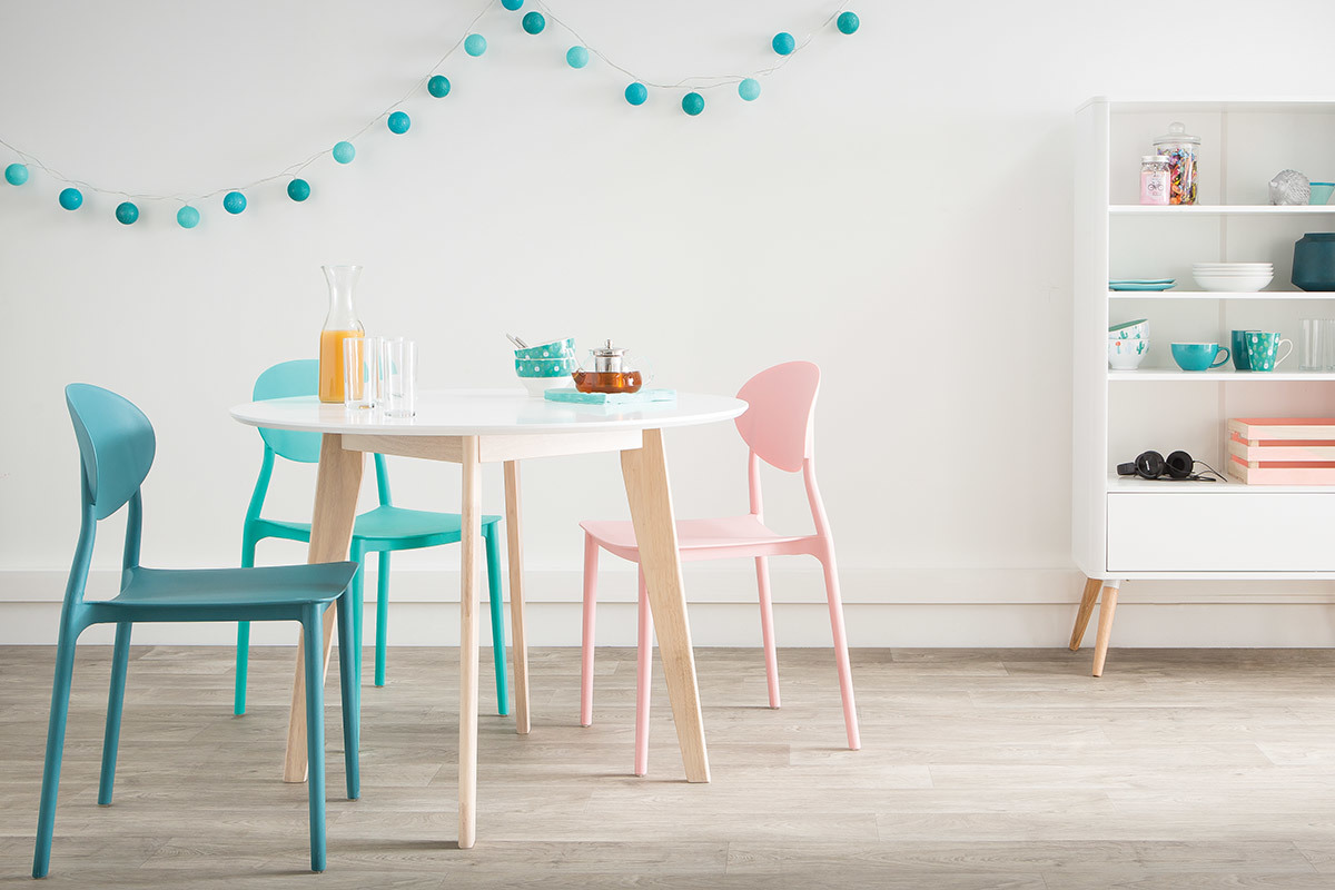 Chaises design empilables bleu canard int�rieur - ext�rieur (lot de 2) ANNA