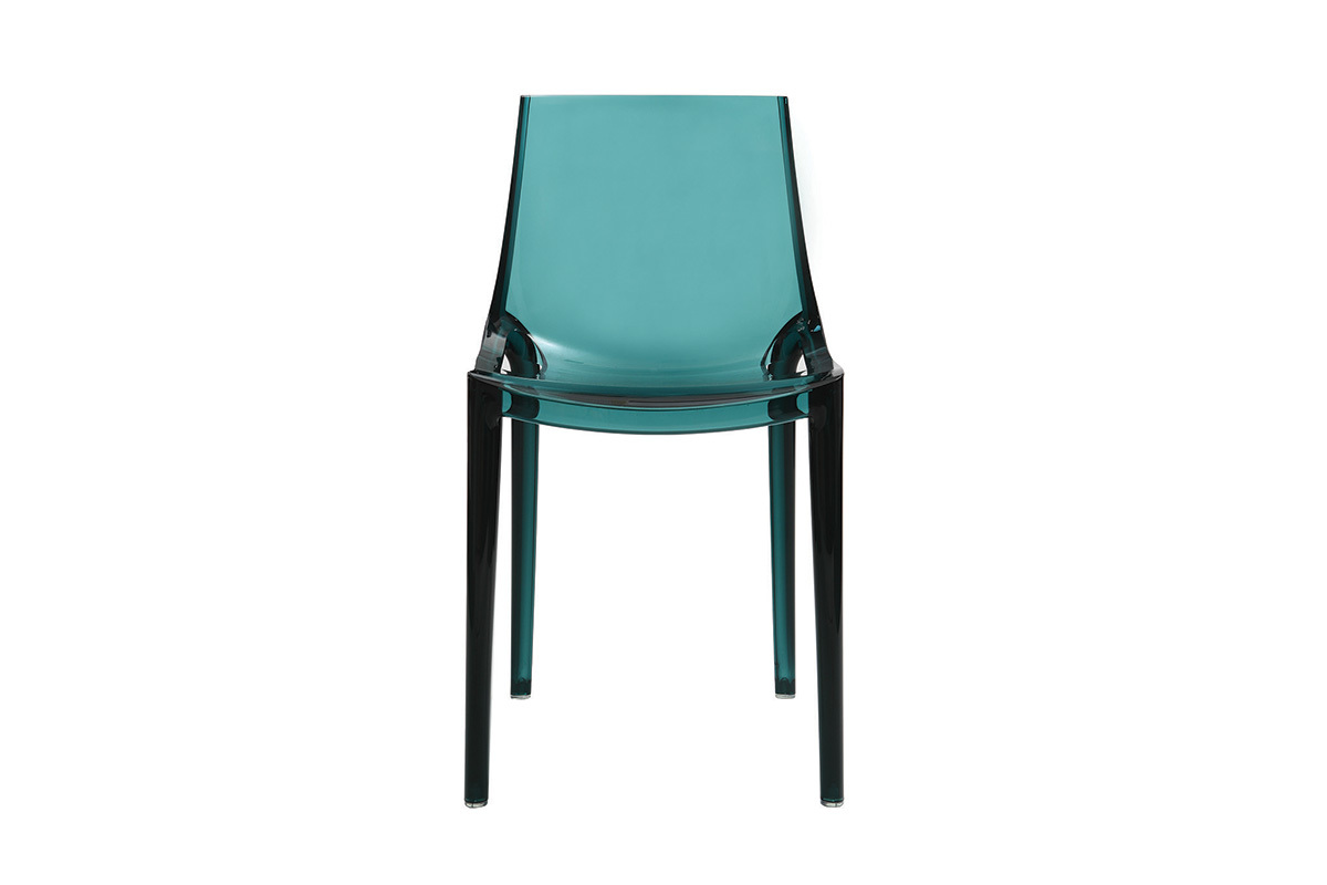 Chaises design empilables bleu p�trole transparent  int�rieur - ext�rieur (lot de 2) YZEL