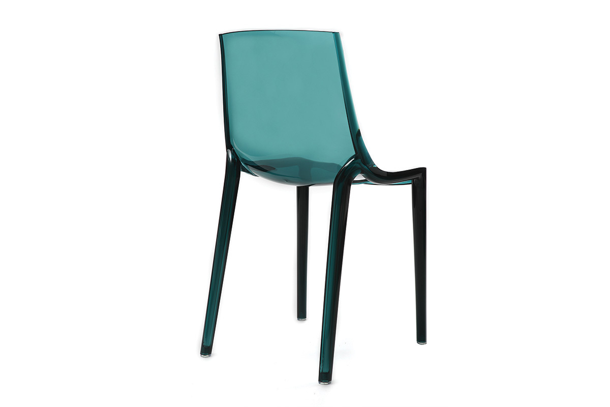 Chaises design empilables bleu p�trole transparent  int�rieur - ext�rieur (lot de 2) YZEL