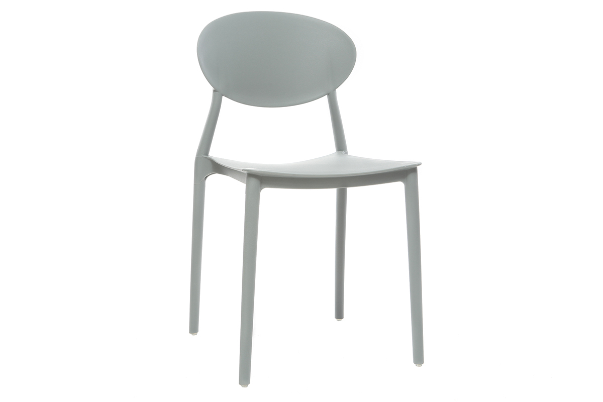 Chaises design empilables gris clair int�rieur - ext�rieur (lot de 2) ANNA