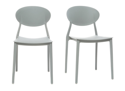 Chaises design empilables gris clair int&eacute;rieur - ext&eacute;rieur (lot de 2) ANNA