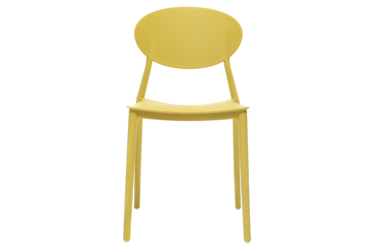 Chaises design empilables jaunes int�rieur - ext�rieur (lot de 2) ANNA