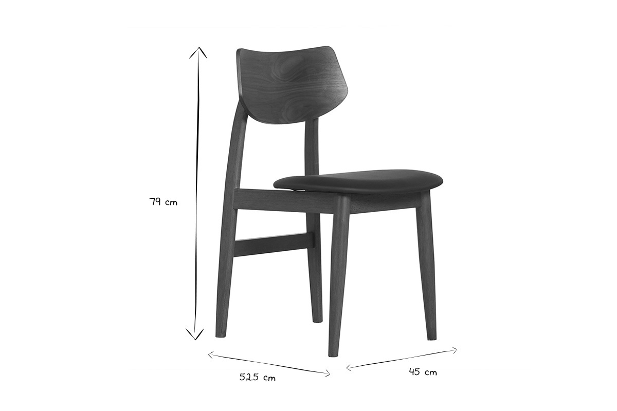 Chaises design en bois fonc� et noir (lot de 2) ELION