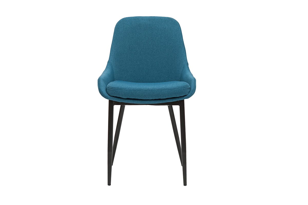 Chaises design en tissu bleu canard et m�tal noir (lot de 2) HOLO
