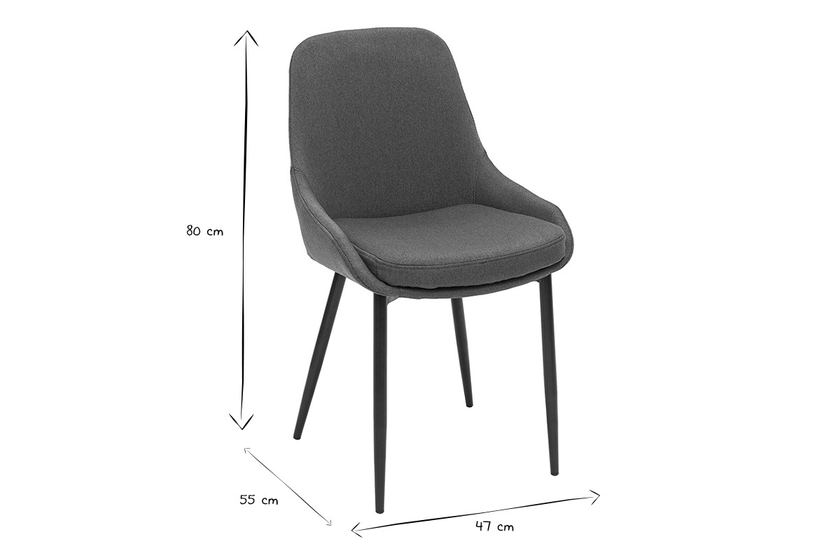Chaises design en tissu bleu canard et m�tal noir (lot de 2) HOLO