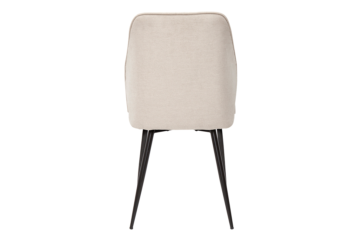 Chaises design en tissu effet velours beige et m�tal noir (lot de 2) FANETTE