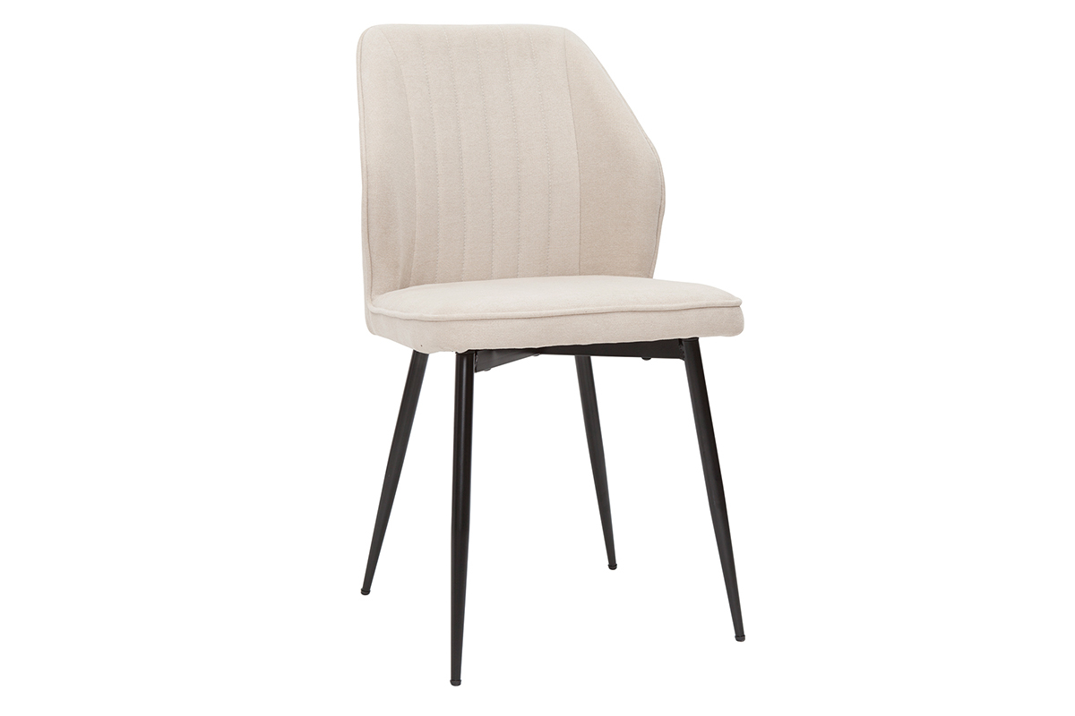 Chaises design en tissu effet velours beige et m�tal noir (lot de 2) FANETTE