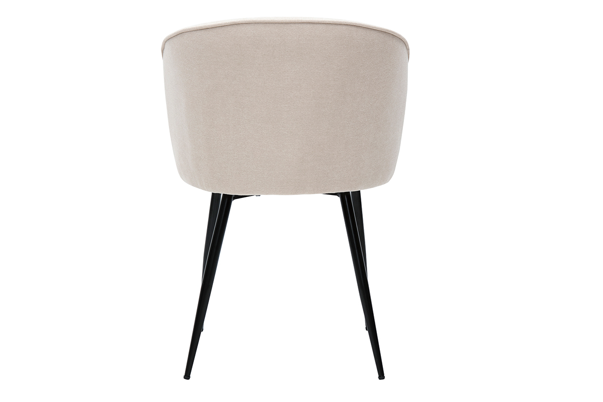 Chaises design en tissu effet velours beige et m�tal noir (lot de 2) SERIF