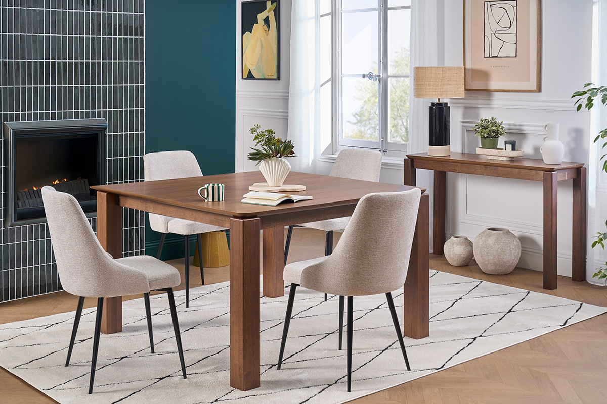 Chaises design en tissu effet velours beige naturel et m�tal noir (lot de 2) CULT